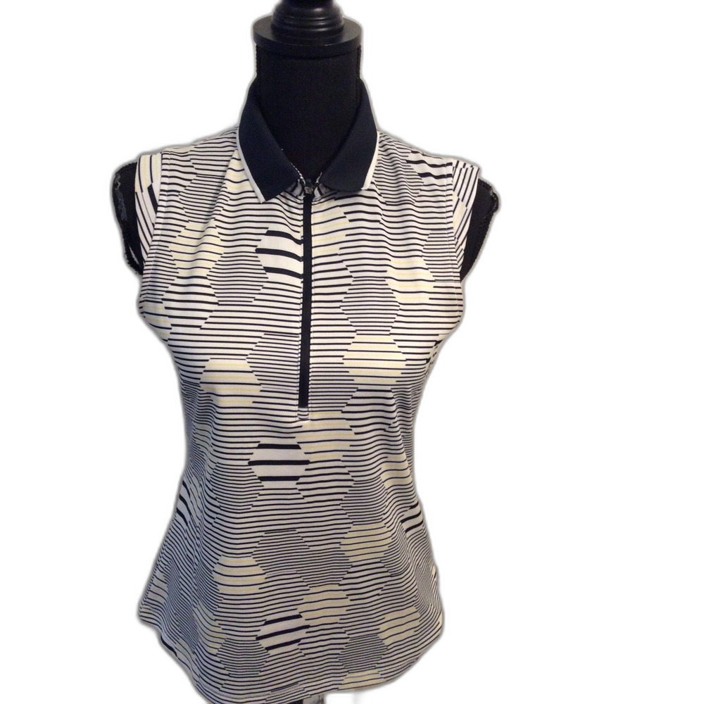 N' VO golf pickleball sleeveless 1/4 zip top Nautical Print Geometric Small S